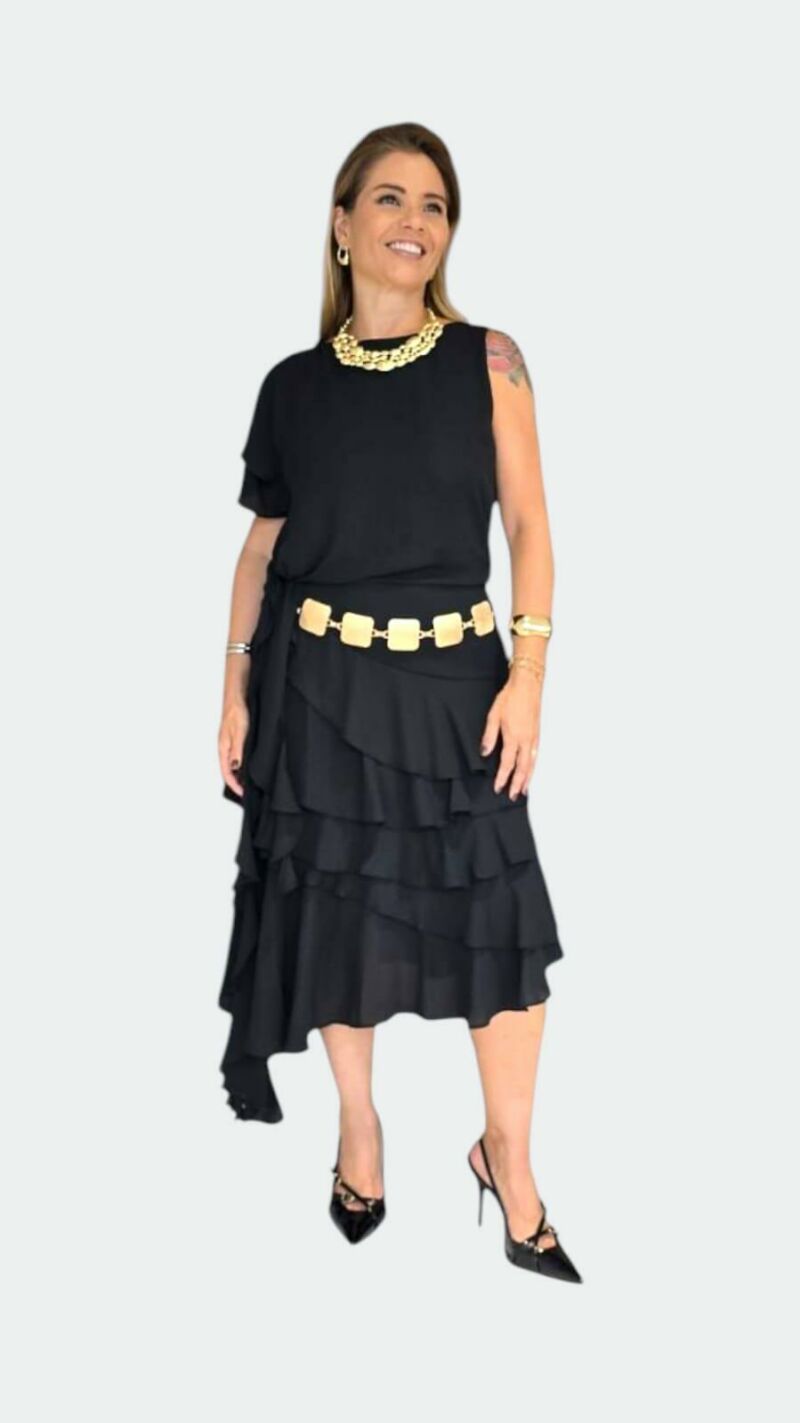 Imagem de Blusa Assimétrica Bia Boho Chic com Alça e Manga - Elegância e Estilo em Cada Detalhe